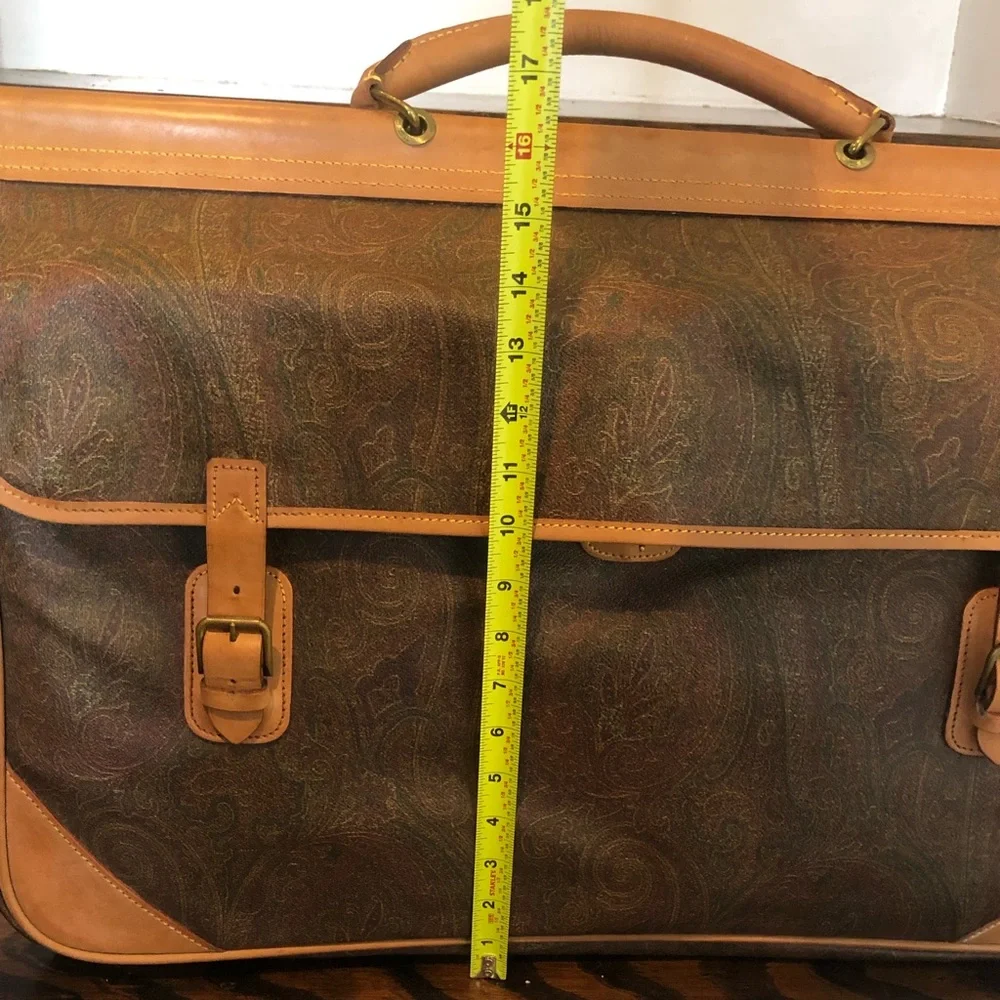 ETRO Milano Red Paisley Coated Canvas Vachetta Double Sides Travel Bag 56cm